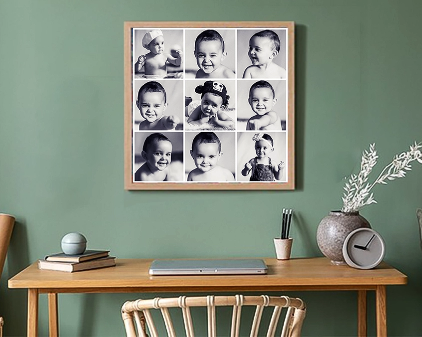 Enmarcado en madera con modelo SERIE9-ESCRITORIO-ROOM-VERDE