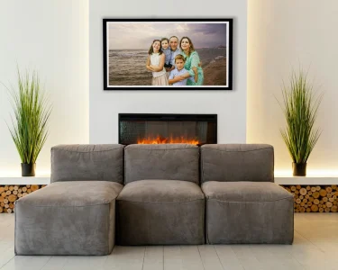 SALON GRANDE CON CHIMENEACHIMENEA. CENTRO ATENCION FOTO FALILIAR APAISADA EN LA PLAYA AL ATARDECER